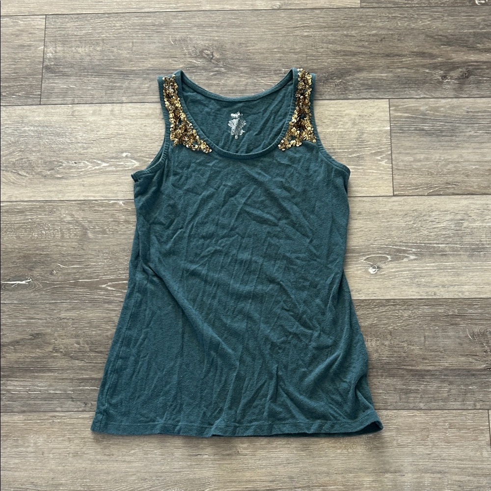 Mossimo Supply Co. Teal Tank Top with Gold Accents